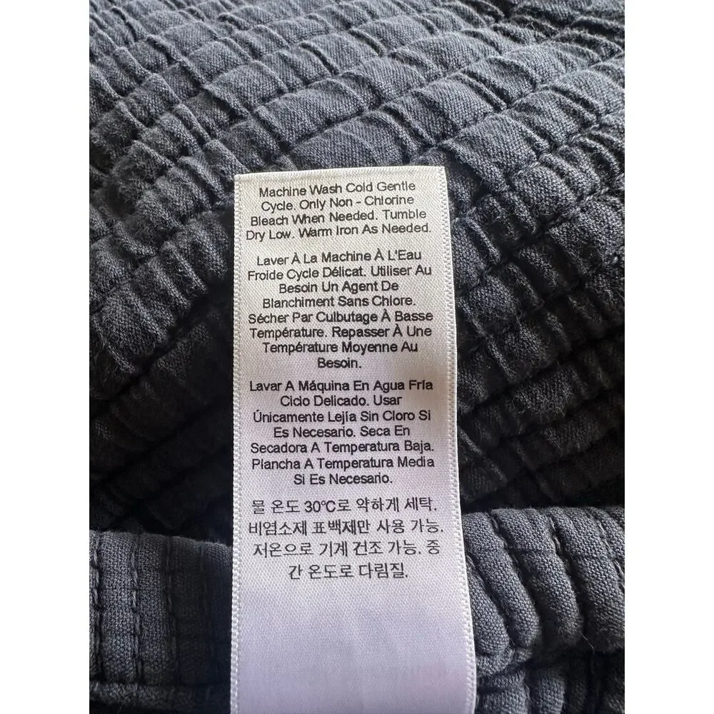 West Elm Organic Cotton Crinkle Quilt Coverlet Full Queen Slate Blue 92x88